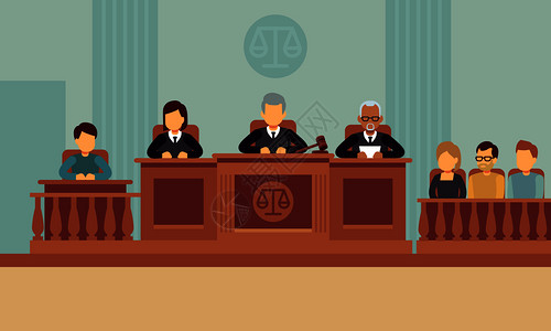 离婚律师法官律师和陪审团插画