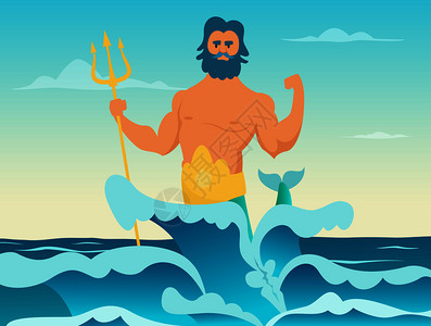 海神矢量插画图片素材