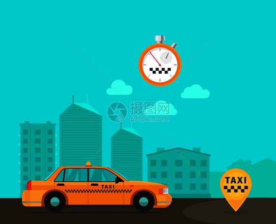 蓝色城市高速出租车运输服务图片