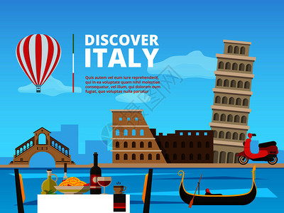 意大利罗马城市景观历史建筑插画背景图片
