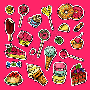 彩色糖果蛋糕果冰淇淋贴纸图片