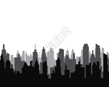 城市建筑剪影矢量插画图片