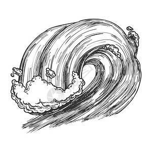 巨型泡沫水浪隧道用于海岸线极端活动冲浪运自然水生海啸单色手绘制了