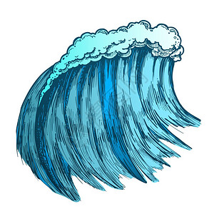 海浪海啸矢量手绘插图图片