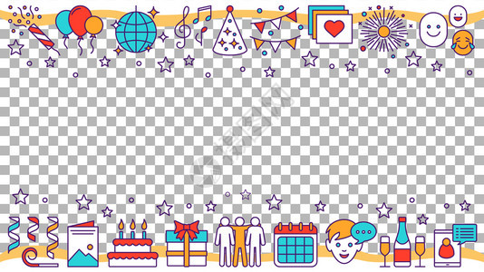 透明背景上的生日贺卡装饰元素图片