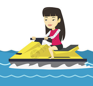 女运动员坐在水车上接受培训矢量插图图片