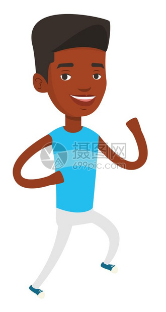跑步的黑人男性卡通矢量插画图片