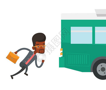 男商人跑向公共汽车平面设计图图片