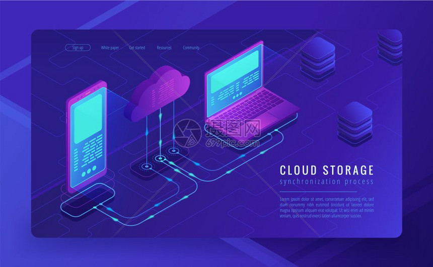 等量云存储着陆页概念同步着陆页插图图片