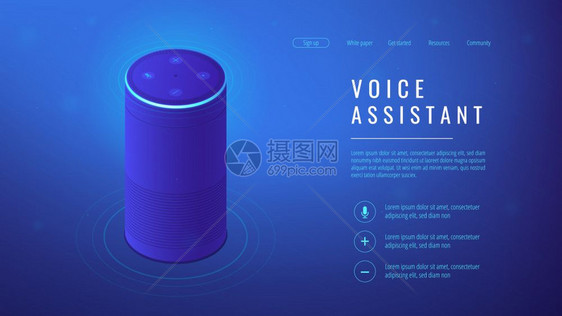 声控数字助理和语音着陆页面图片