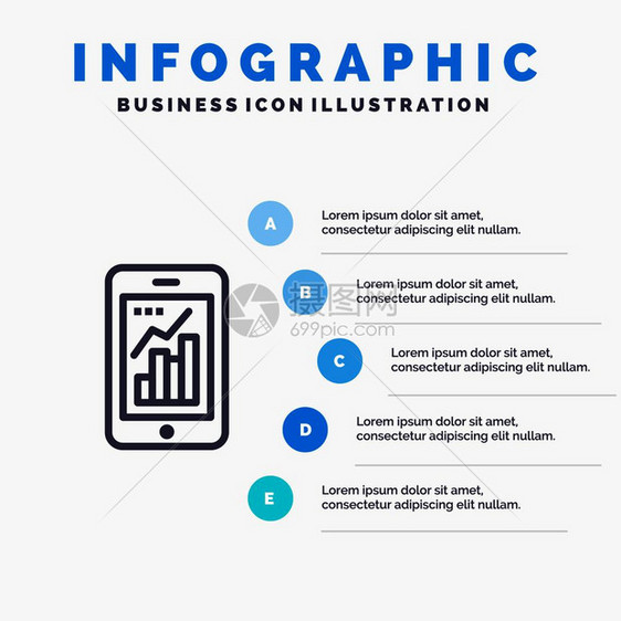图形分析信息图形移动图形线标带有5个步骤演示背景信息图表图片