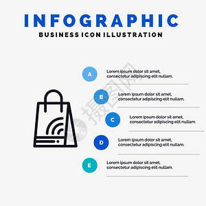 带有5步式插图背景的购物线标图片