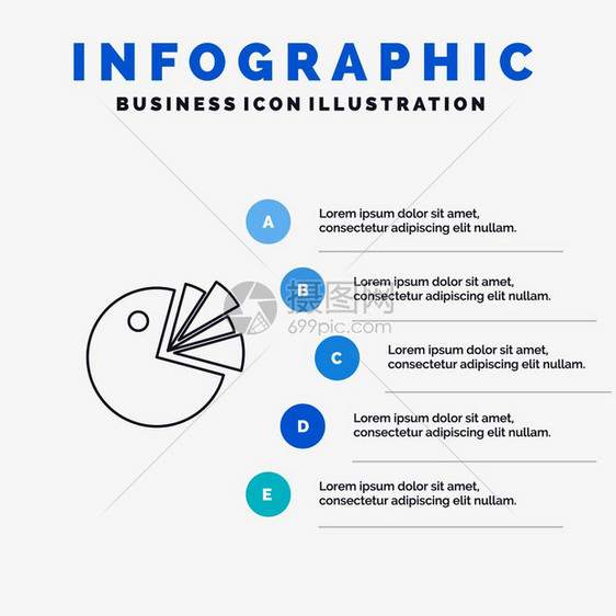 图表线标带有5个步骤的图表背景图片