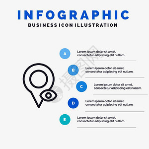 带有5步显示图表背景的眼睛位置指针线标图片