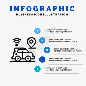 汽车带有5步插图背景演示图图片