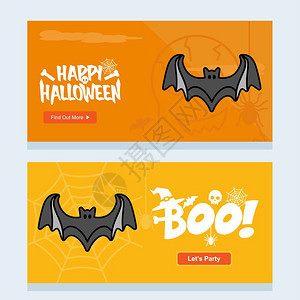 带蝙蝠的快乐万圣节邀请卡设计图片