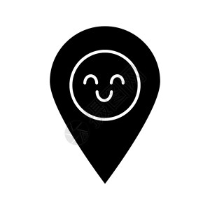 gps导航快乐的定位标记emojiproncslhouet符号负空间矢量孤立插图插画