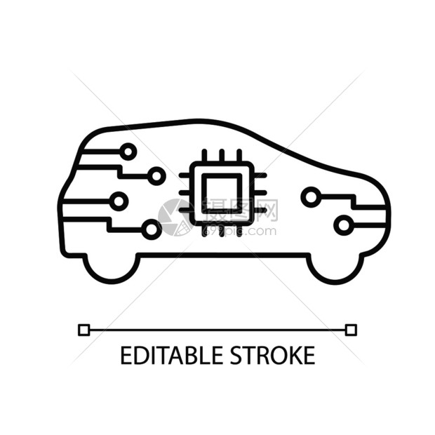 ai汽车芯片侧视图卡通矢量插画图片