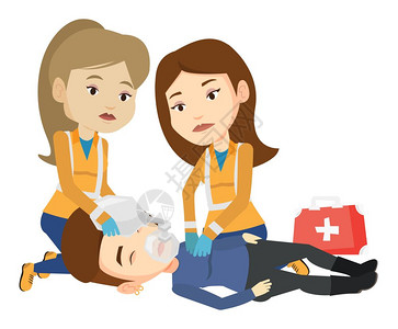 心肺复苏急救插画