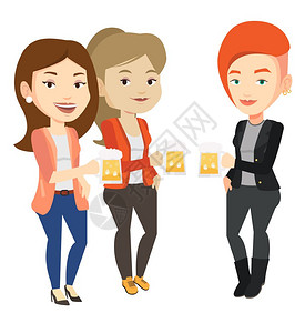 一群在酒吧喝啤酒的年轻女孩卡通矢量插画图片