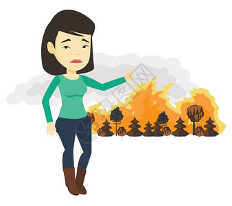 发现森林着火发出警报的元素背景插图图片