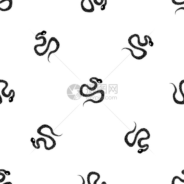 蛇型无缝黑色黑白图案矢量设计元素