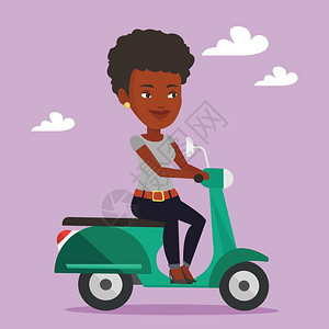 骑摩托车的年轻非洲女子图片