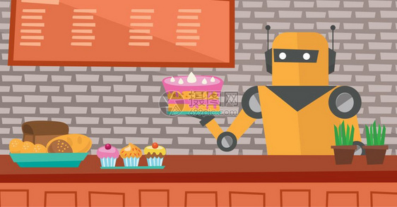 糕点店的机器人服务员 图片