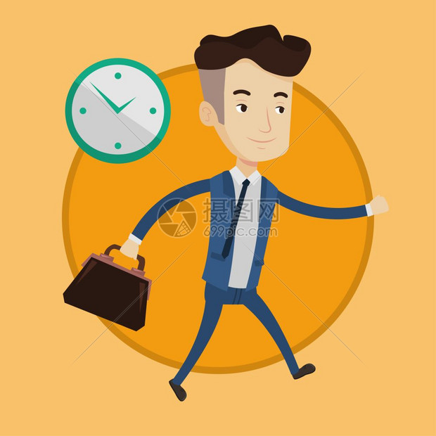 与时间赛跑的成功人士卡通矢量插画
