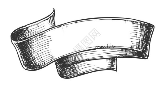 宣传广告画以中世纪风格设计的经典广告丝带矢量用于宣传海报印刷黑白