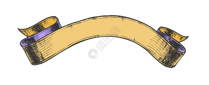 中世纪风格带弧型黄色丝带图片