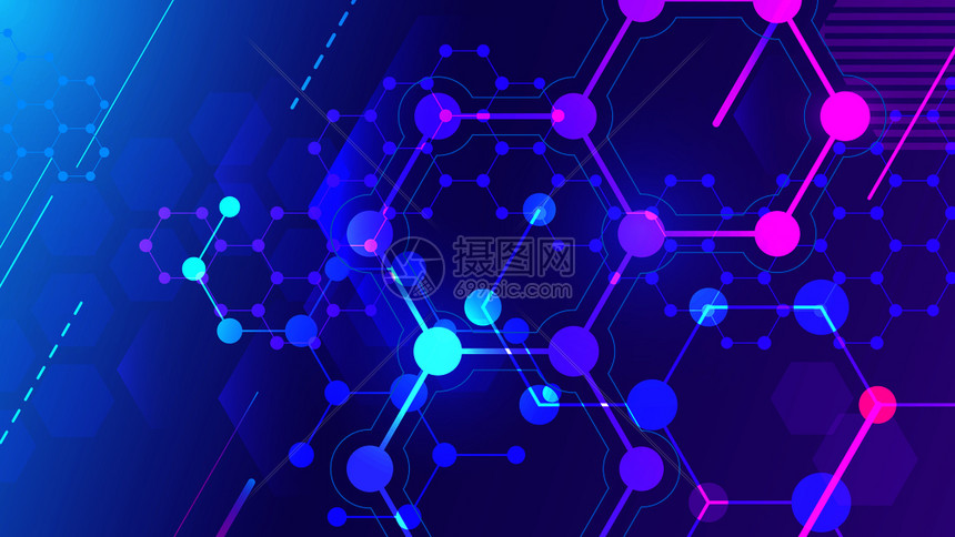 六角分子网化学结构微型几何细胞六角dna结构3d矢量背景图片