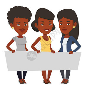 3名非洲美青年妇女手拿空白板图片