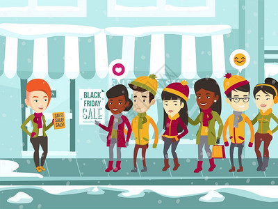 高楼人黑人星期五向多文化行人发放传单宣员散发单上面贴有街头黑色