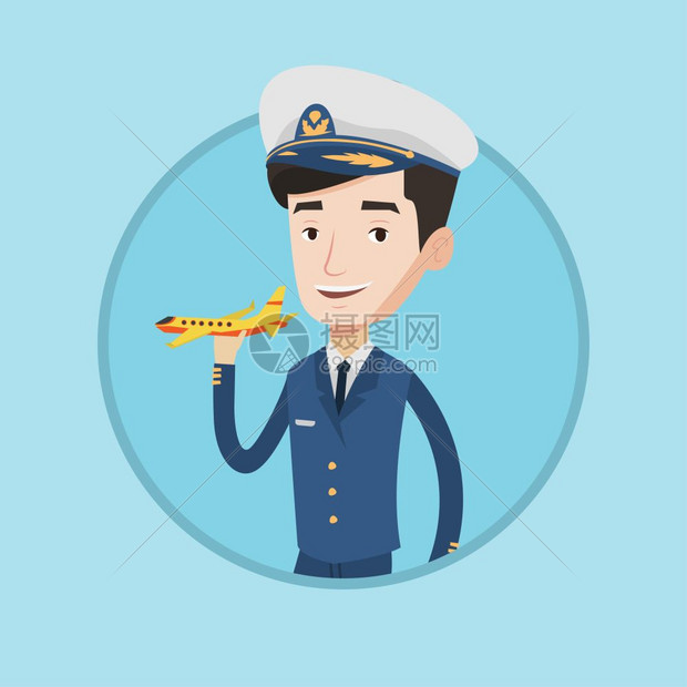 拿着一架飞机模型的飞行员卡通矢量插画插画图片下载-正版图片302173920-摄图网