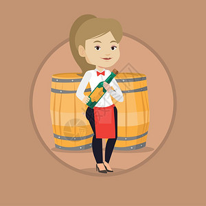 葡萄酒女人插画