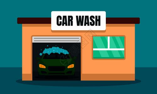 自动洗车工具概念平板图图片