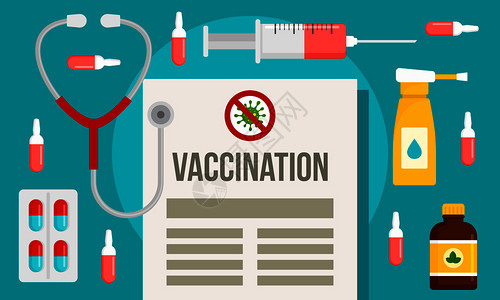 准备疫苗接种横幅为网络设计准备疫苗接种病媒横幅的平面插图准备疫苗接种横幅平面风格图片