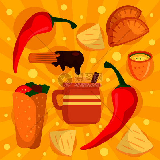 冷冻墨西哥的食品概念背景图片