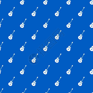 古典吉他无缝蓝色重复图案卡通矢量元素图片
