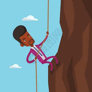 非洲山一位商人在岩石上攀爬插画
