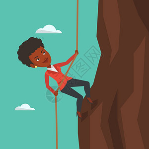 非洲山商业妇女攀登高峰插画