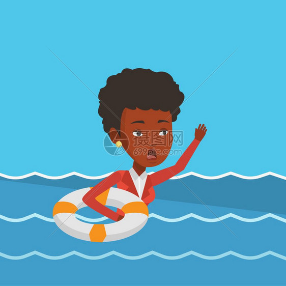 落水请求帮助的年轻非裔女性图片