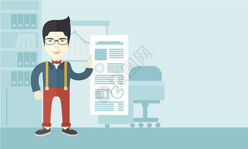 作品装裱站在办公室的人快乐地站在办公室里展示他的完整文件工作报告