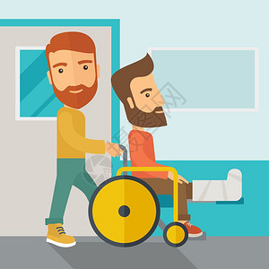 一位天主教男子用断腿病人推轮椅一位男子用折腿病人推轮椅图片