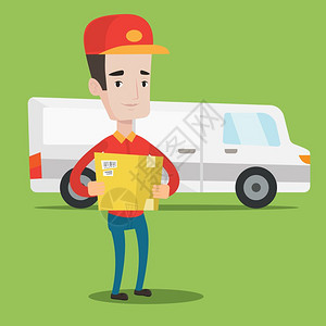 送货员的艰辛插画_送货员的艰辛卡通_送货员的艰辛插图_手绘_板绘_摄