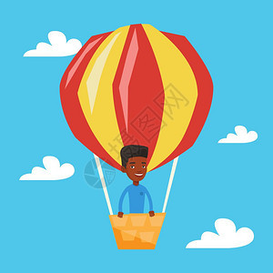 乘坐热气球的男人矢量插图图片