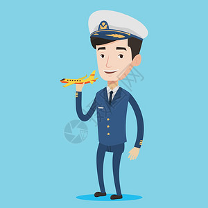 微笑自信航空公司飞行员插画