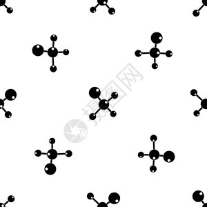 化学和物理原子以黑色无缝重复图片