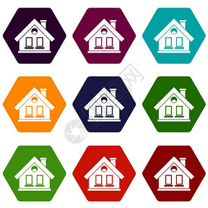 六角建筑房屋矢量图标图片